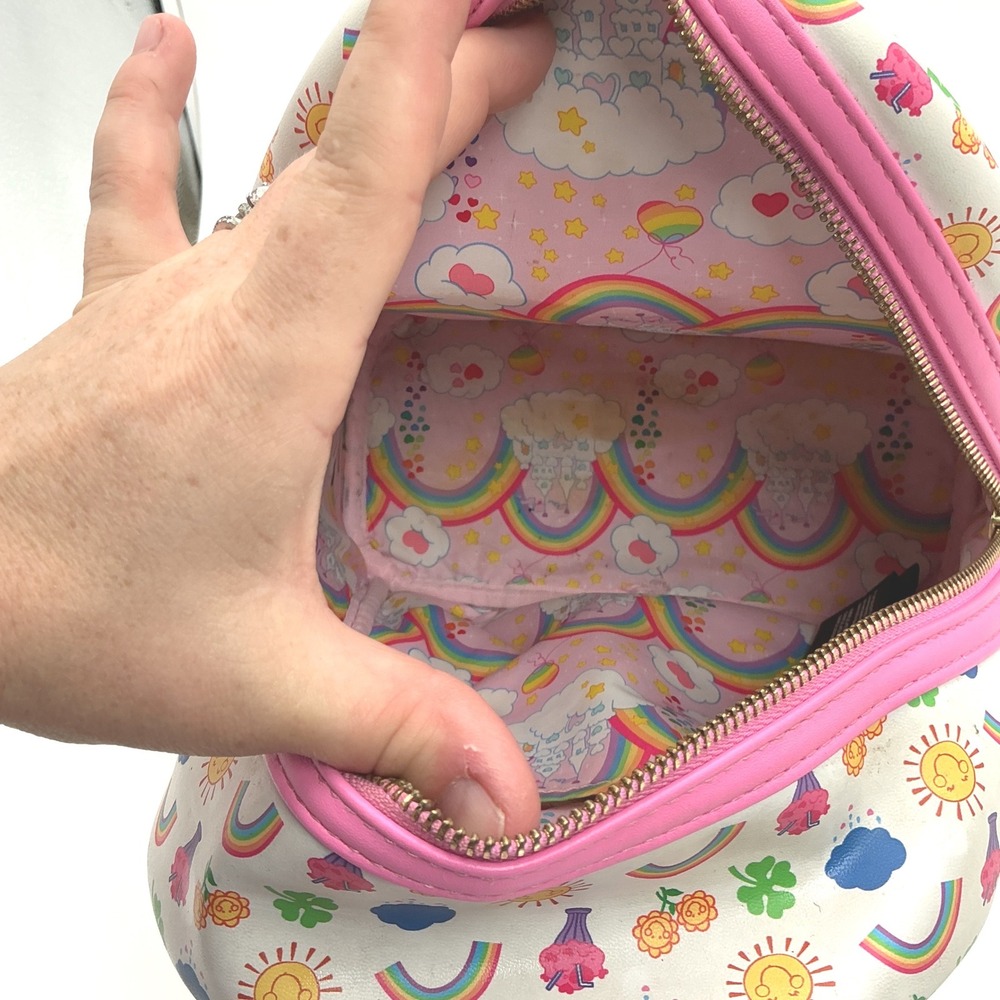 Loungefly Care Bears Rainbow Mini Backpack White Pink Faux Leather - Picture 8 of 11